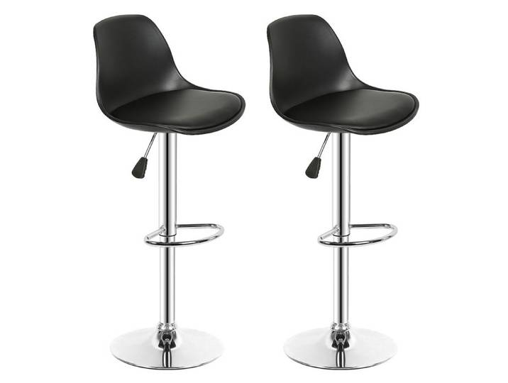 Tabourets de bar -Set of 4 centre island tabourets-PU cushion-120kg capacity-Noir