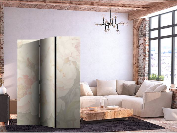 Paravent Bright Peonies 1-seitig Andere Beige 135 x 172cm