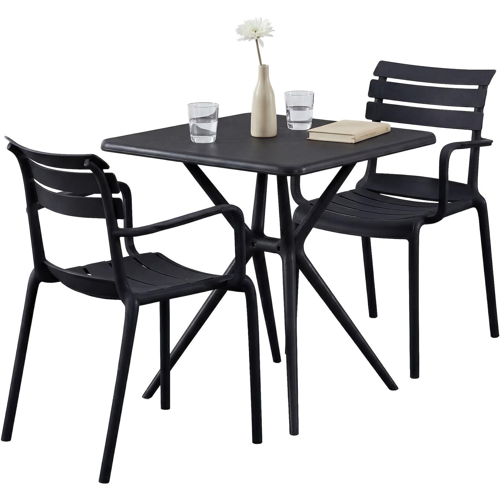 CLP Gartenmöbel-Set Avena mit 2 Stühlen Farbe: schwarz