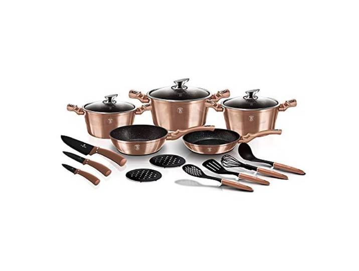 BH/6161 Kochgeschirr-Set, 17 Stück, Metallic Line Rose Gold Edition