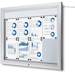 Schaukasten LED 8x A4 Alu Infokasten Plakatschaukasten beleuchtet wetterfest