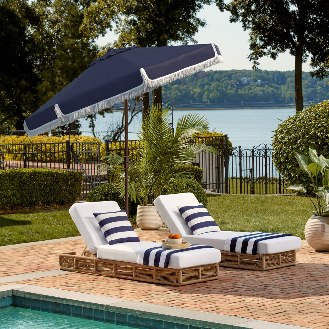 Blue Elephant Outdoor Argentina Beach Parasol Navy/White 251cm H X 256cm W X 256cm D