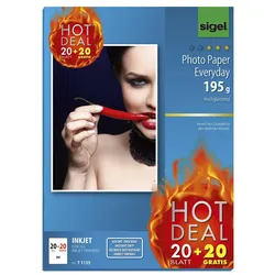 SIGEL Fotopapier Inkjet Everyday DIN A4 hochglänzend 195 g/m2