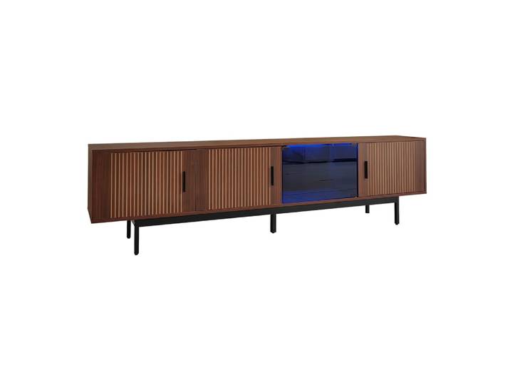 Meuble tv 3 portes avec bande led, 200x35x53 cm