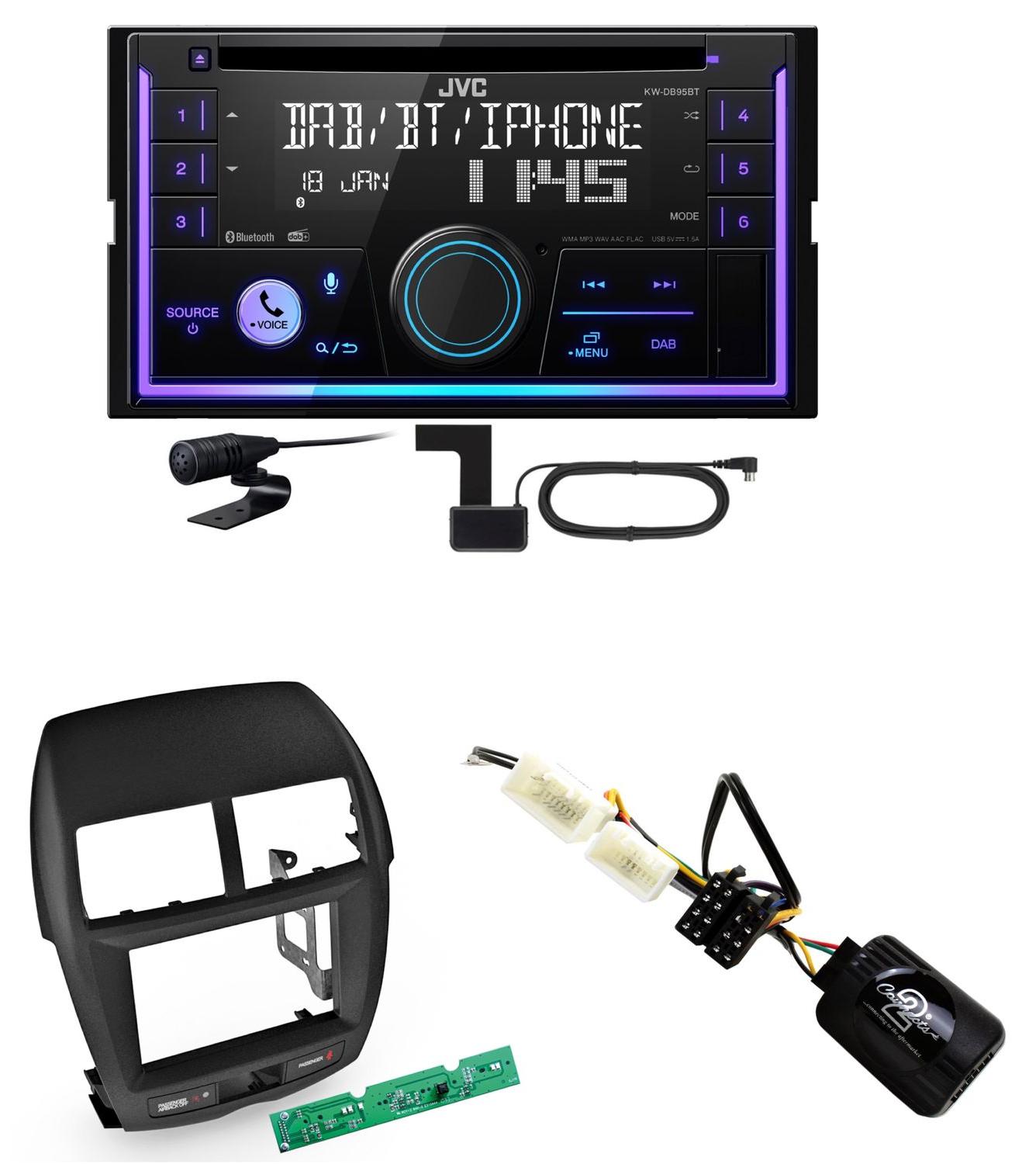 JVC KW-DB95BT Bluetooth Digitalradio Einbauset für Mitsubishi ASX bis 2014