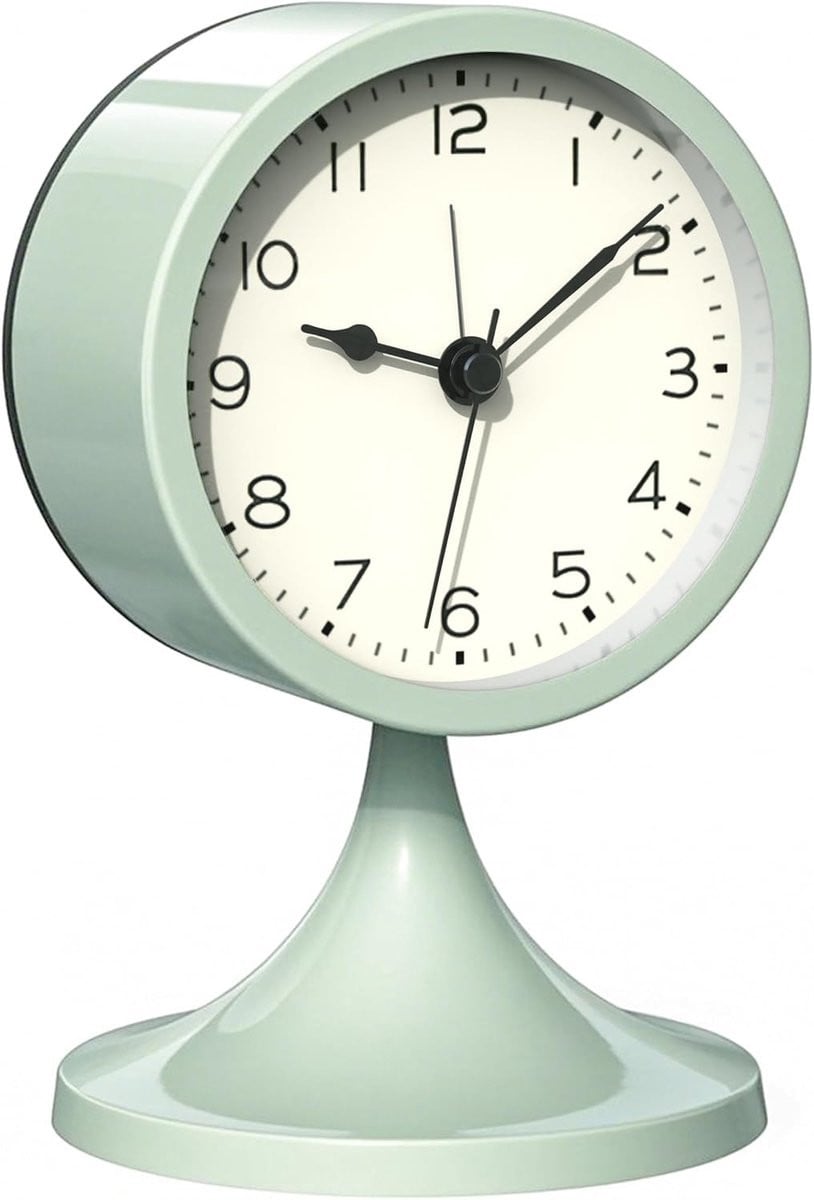 SnelShoppen Retro Metalen Analoge Wekker - Lichtgroen - 7,62 cm