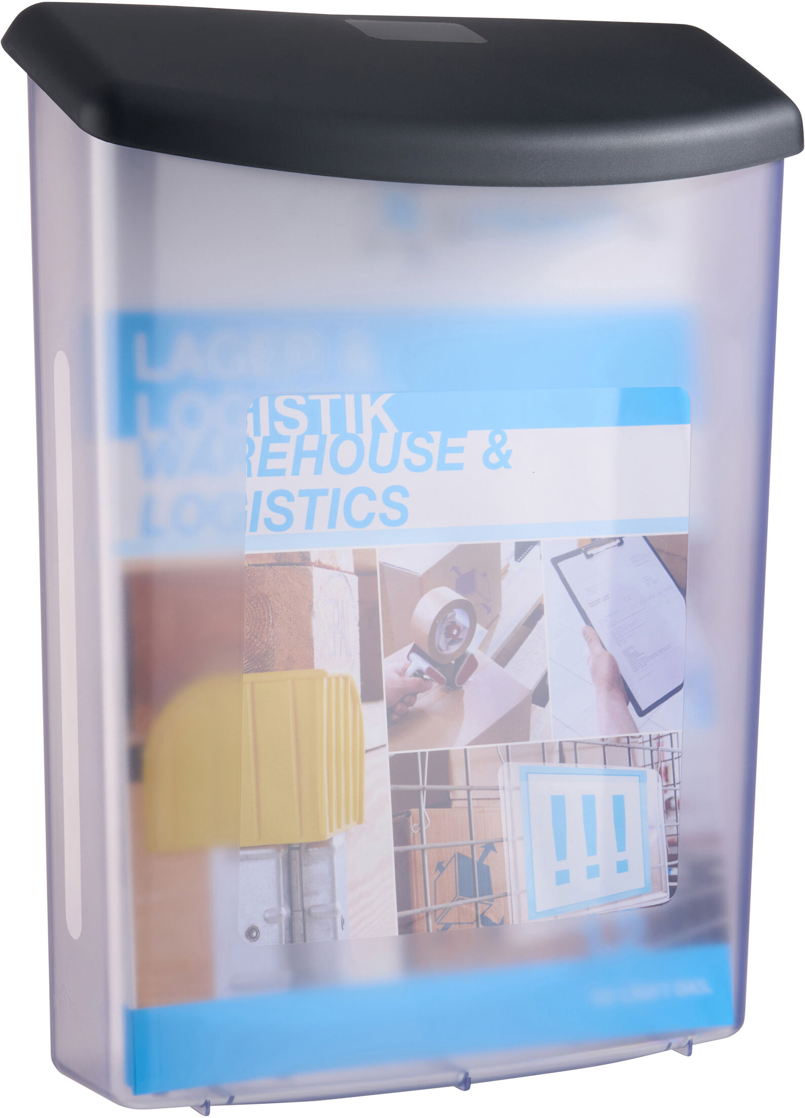 SPRINTIS Porte-brochures résistant aux intempéries avec couvercle, A4, noir, très robuste, Plastique ABS