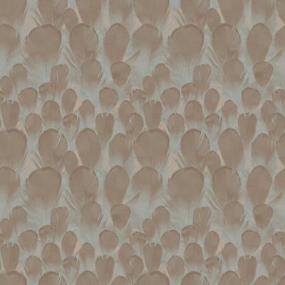 Antonina Vella Feathers Brown & Turquoise Wallpaper