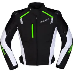 Modeka Lineos, Textiljacke - Schwarz/Weiß/Neon-Grün - S