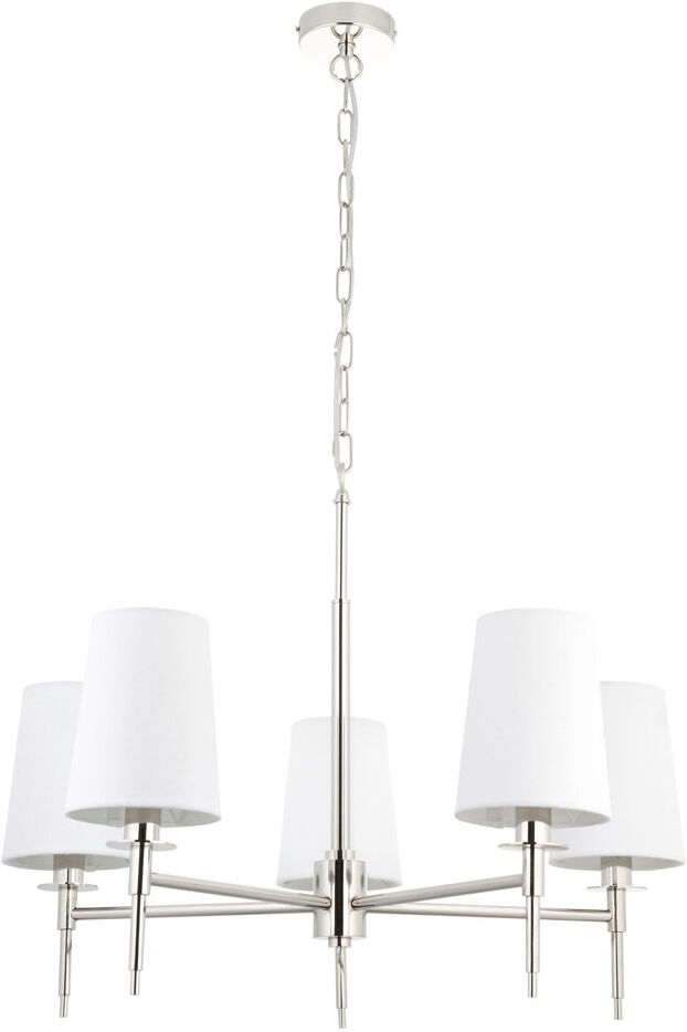 Fairmont Park Devi 5 - Light Shaded Chandelier Bright Nickel 45.5cm H X 69cm W X 69cm D