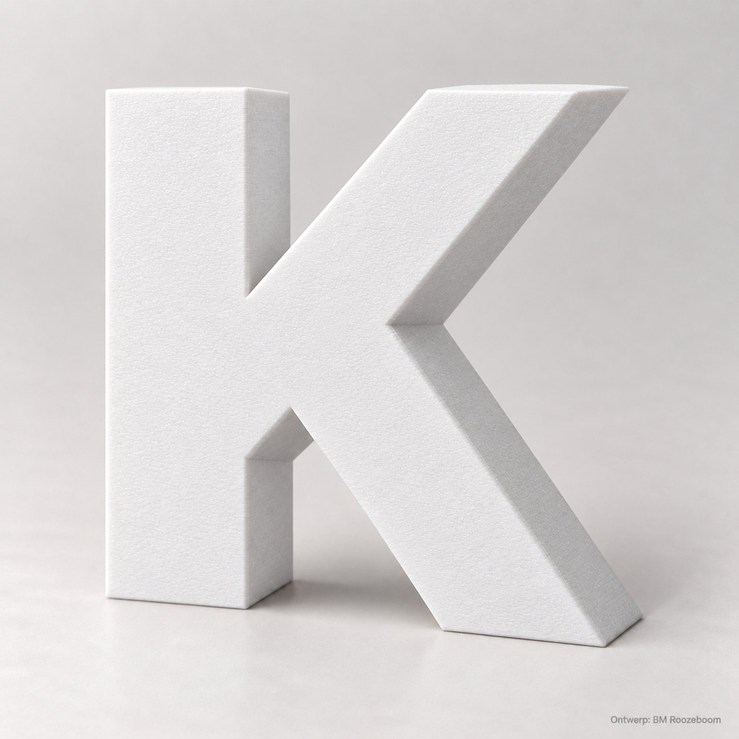 BM Roozeboom Letter K Montserrat ExtraBold Wit 3D-geprint PLA Hoogte: 10 cm, Diepte: 3 cm