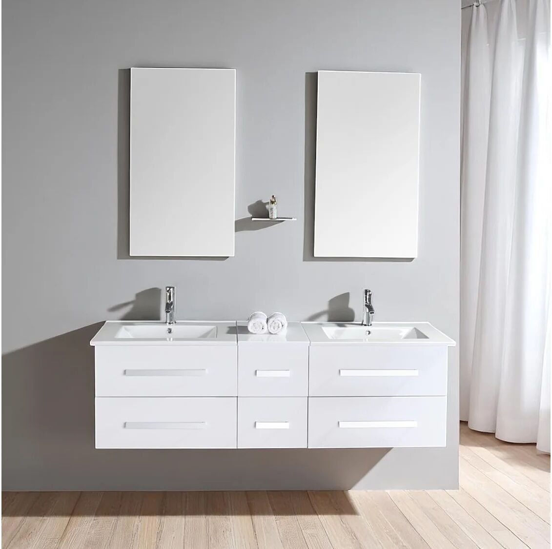 ELITESHOPPING Mueble de baño blanco de 150 cm con lavabo incluido – Janel