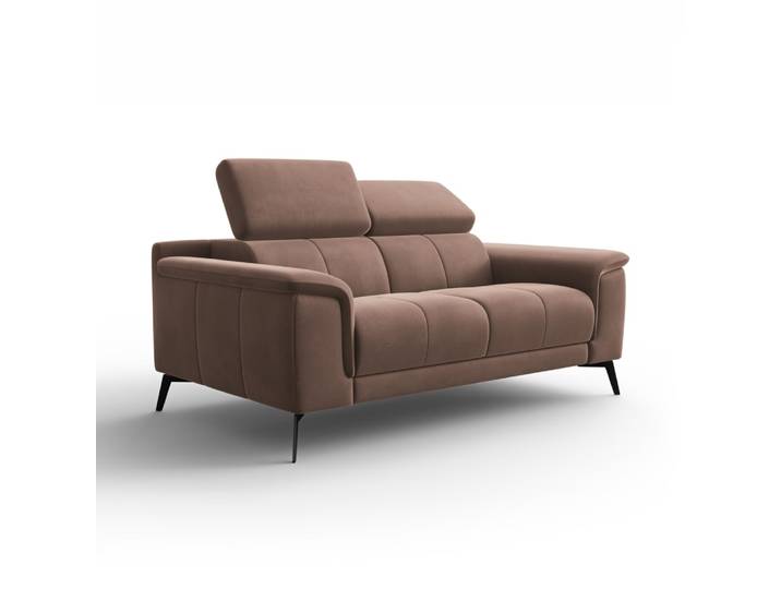 Canapé 2 places, tissu velours marron