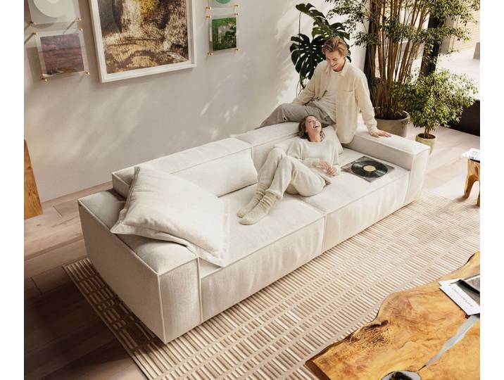 Grand canapé Freestyle Cozy 280x110 cm Bouclé beige doux
