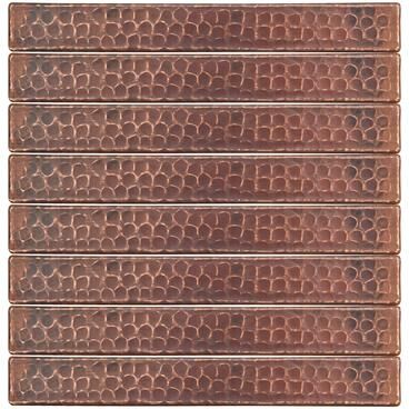 Premier Copper Products "1"" x 8"" Hammered Copper Tile - Quantity 8 (T18DBH_PKG8)"
