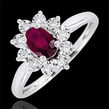 Edenly Ring Eternel Edelweiss â€“ Rubin und Diamanten - 18 Karat WeiÃŸgold