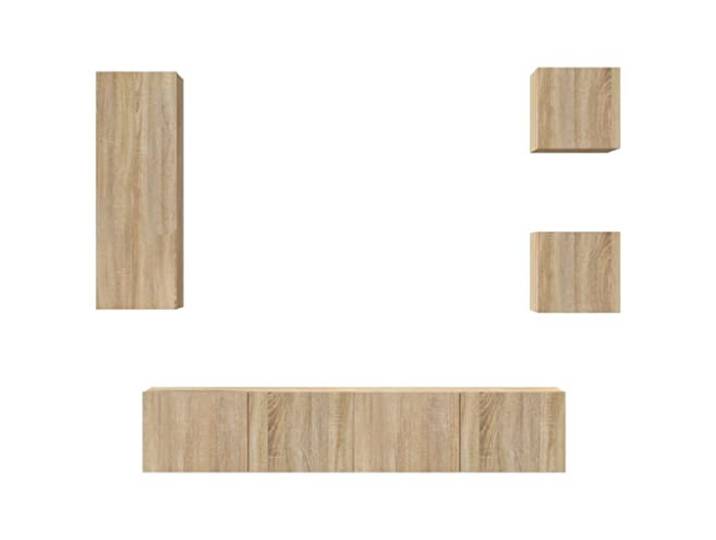 GKHPYURE TV-Möbel-Set, 5 Stück, Sonoma-Eiche, Holz, mehrschichtig Wanddesign, großer Stauraum, 5 Stück, einfache Montage