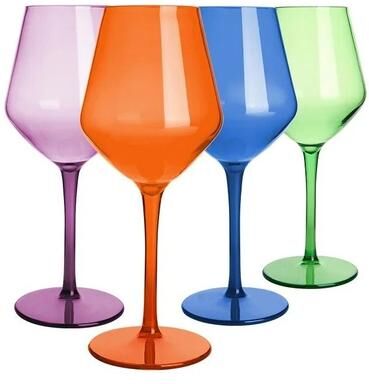 Uplifted Goods Unbreakable Tritan Wine Glass Set Dishwasher Safe And Reusable 4pcs Multicolor