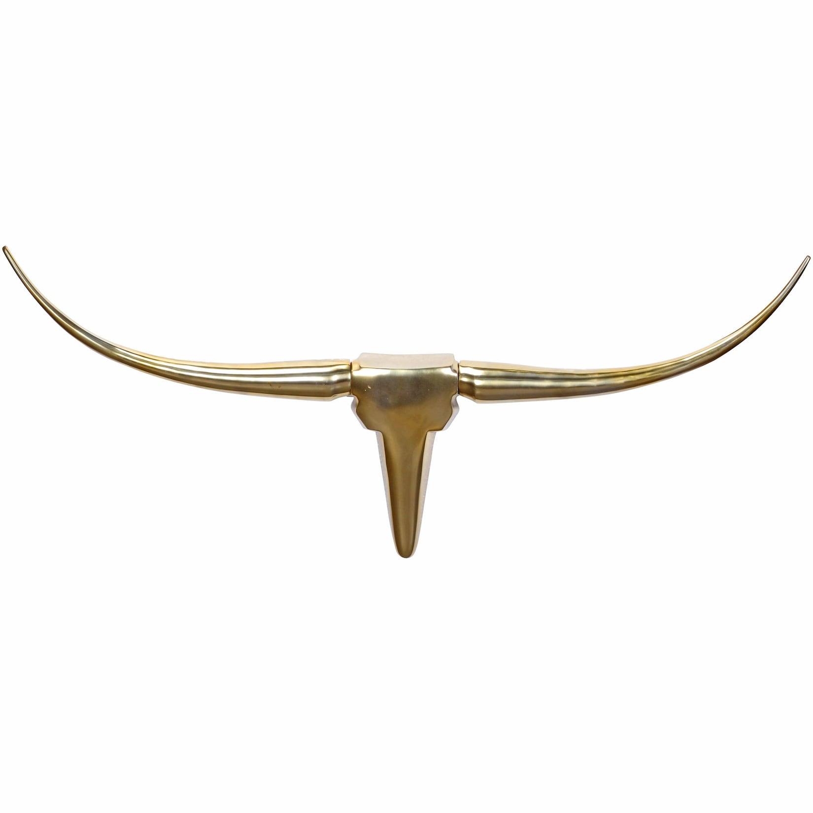 Wanddeko Geweih Bull Aluminium 100 cm breit, Gold 100x6x40 cm