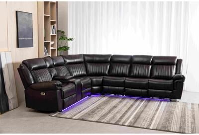 AMERROBIL Reclining Sectional With Foldable Charging Station & Led Lights