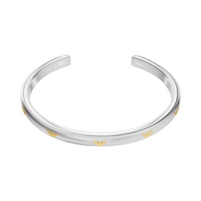 Armspange EMPORIO ARMANI, edelstahlfarben, gelbgoldfarben, Armbänder, Herren, 18cm, Edelstahl, Armspange