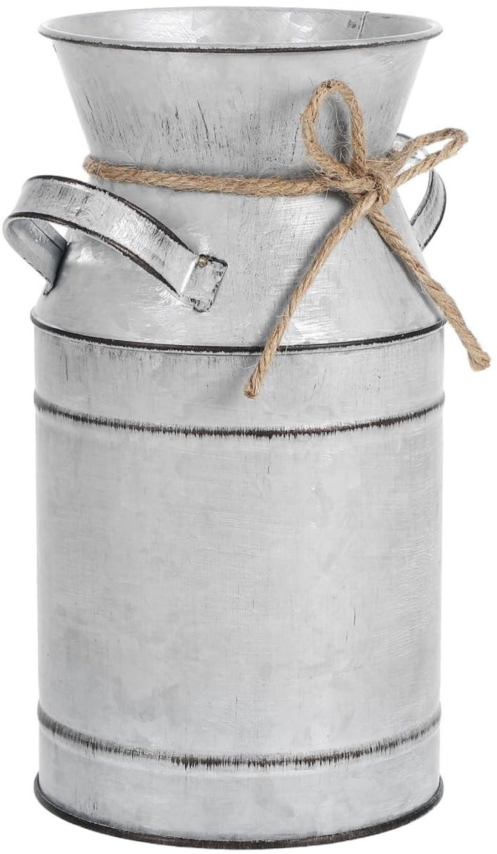 Vintage melkpot vaas met antieke afwerking voor bloemen