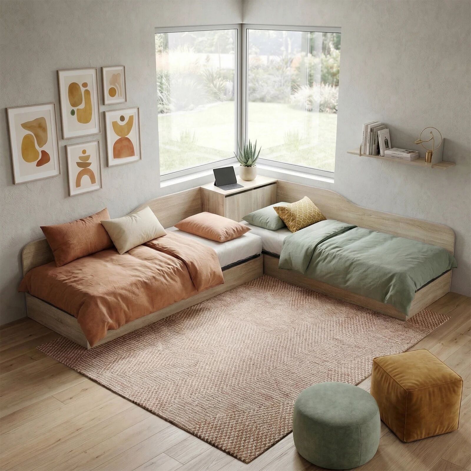 garneroarredamenti Letto singolo contenitore doppio 82x190cm moderno rovere Stefano