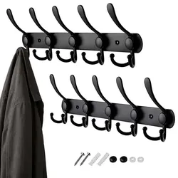 Relaxdays Garderobenleiste 2er Set Schwarz