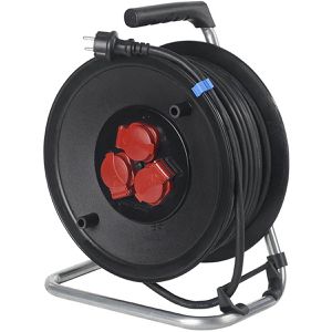 as-Schwabe Kabeltrommel 10132, für außen IP44, 3x Schutzkontaktsteckdosen, Kabeltyp H07RN 2,5 mm², 25 m
