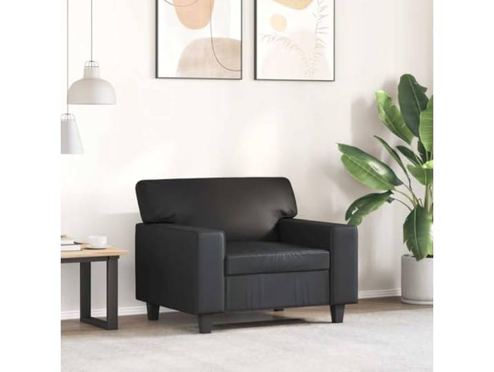 KTHLBRH Schwarzer Sessel 60 cm aus Kunstleder Gestell aus Metall, Füllung aus Schaumstoff, maximale Belastung 110 kg, für Wohnzimmer