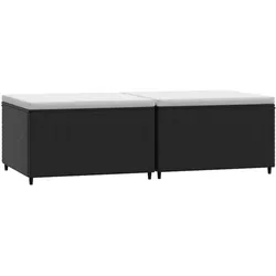 vidaXL Gartenhocker 2 Stk., Sitzhocker mit Kissen Stahlrahmen, Modular Hocker für Garten Terrasse, Fußhocker Gartenmöbel, Schwarz Poly Rattan