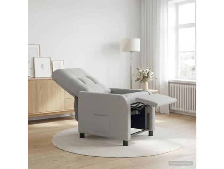 Relaxsessel Wolkengrau Stoff Verstellbar Metall Holz 100% Polyesterbezug,verstellbar 115°-160°,Metall-und Holzrahmen,Pfostenbeine,Reißverschluss