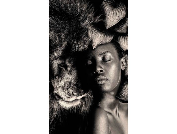 The Woman and Lion - 70x118cm RVS