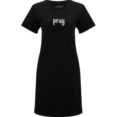 Shirtkleid MISS TEE "Miss Tee Praying Hands Ladies Tee Dress", Damen, Gr. S, US-Größen, Kurzarm, schwarz, 100% Baumwolle, loose fit, Rundhals, Kleider Shirtkleid