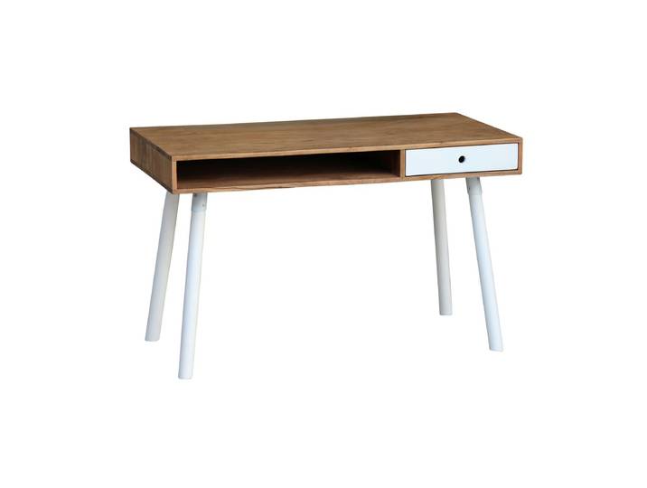 Schreibtisch Holz JOELLE mit Stauraum 120 x 60 x 76 cm natur/weiss