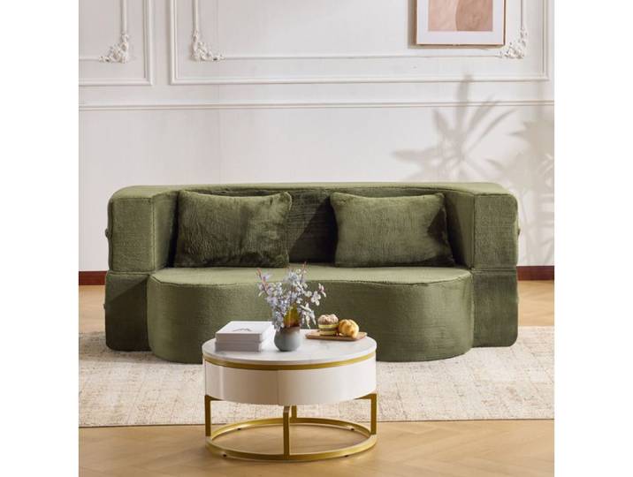VUENOR Canapé convertible futon 180x110 cm vert - 2 places sans montage