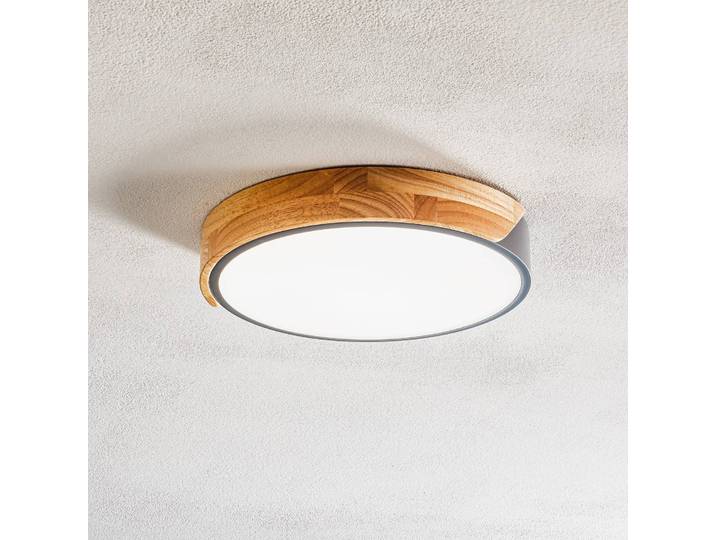 Näve LED Deckenleuchte Borneo, alu / grau / zink, für Wohn- / Esszimmer, Holz, Modern