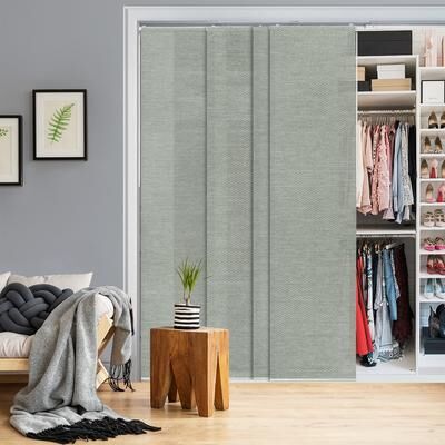 "GoDear Design Natural Woven Adjustable Sliding Panel Track Blinds, Vertical Blinds, Dazzling Series, 45.8""- 86"" W x 96"" L"