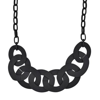 Collierkettchen STEUER "Metallcollier schwarz matt", schwarz, Halsketten, Damen, 50cm, Metall, L: 50 B: 118mm, matt, B:118mm