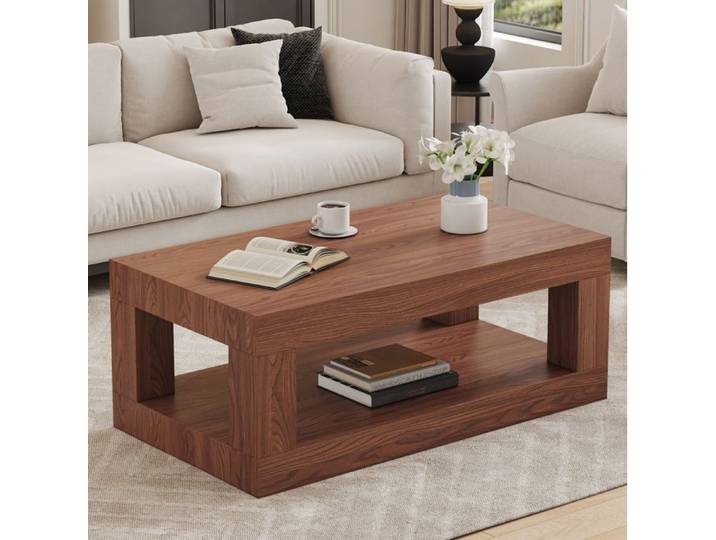 Table basse rectangulaire SENVIRO double niveau noyer