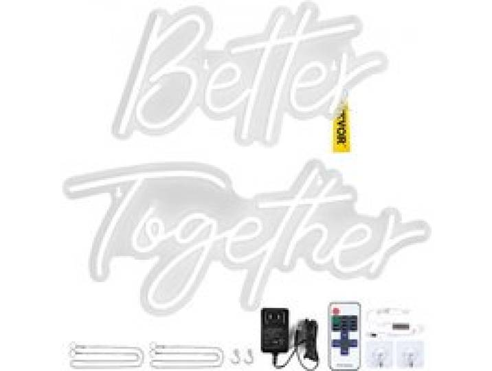 VEVOR LED Enseigne au Néon Signe Néon Mural Better Together 61x25 cm & 43x23 cm, Signes Lumineux Acrylique Néon Télécommande Faible Consommation d'Énergie pour Mariage Fête Mur Chambre Bar Décoration