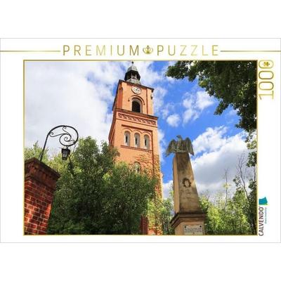 CALVENDO Puzzle Evangelische Stadtkirche Buckow mit Kriegerdenkmal | 1000 Teile Lege-Größe 64 × 48 cm Foto-Puzzle für glückliche Stunden
