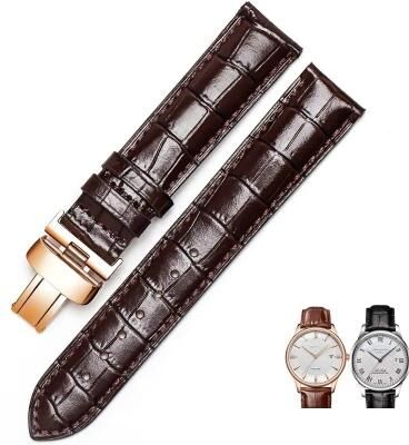 Uplifted Goods Leather Watch Strap For Men Compatible With Tissot brown Rose Gold Clasp 19mm