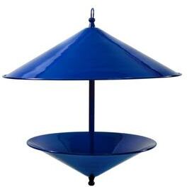 "Achla Designs 15"" H Cone-shaped French Blue Galvanized Steel Trulli Birdfeeder, Outdoor Accessory, Garden Accent"
