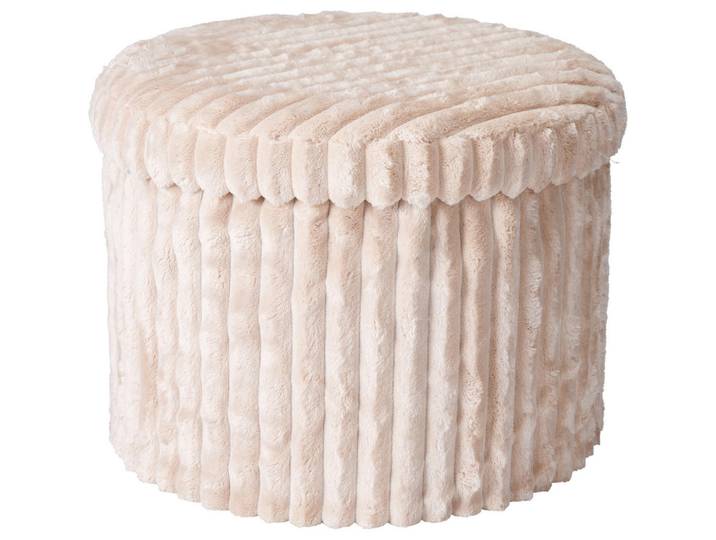 Storage solutions Pouf mit Stauraum 43/43/32,5 cm, Beige, Rund, 43x32.5x43 cm, Wohnzimmer, Sessel, Hocker & Hockerbänke, Poufs