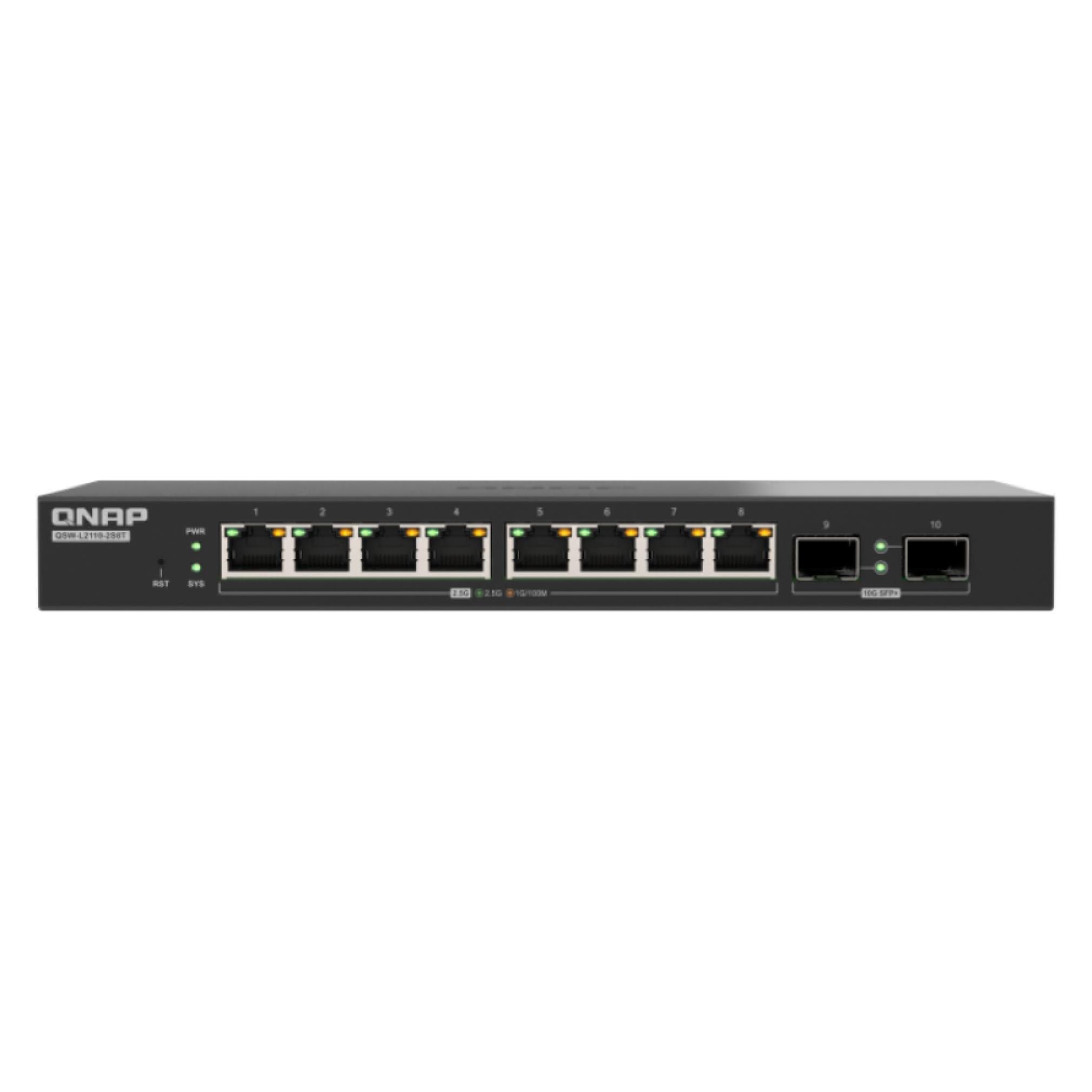 QNAP switch QSW-L2110-2S8T (8x 2.5GbE port, 2x 10Gb SFP+ port, Lite Managed) (10 Ports) (QSW-L2110-2S8T)