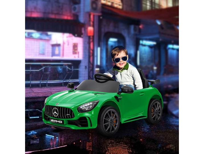 AIYAPLAY Voiture électrique pour enfants Mercedes, 3-5 km/h, télécommande, lumière & musique, Vert