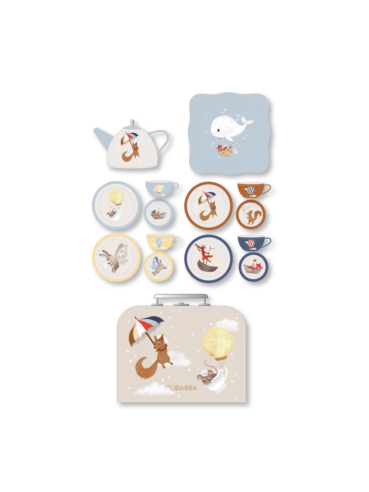 Filibabba Spielkoffer - Tee-Set für 4
