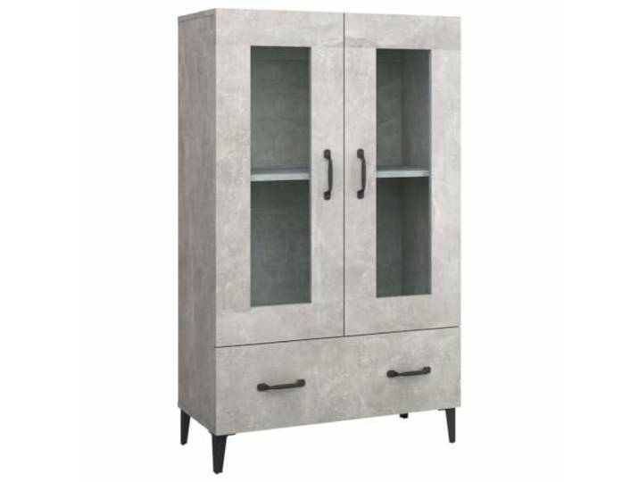 HGFDVCMR Highboard Betongrau 70x31x115 cm Holzwerkstoff mit Glas Kompakter Kommodenschrank für Wohnzimmer und Schlafzimmer mit Glasfächern und Schublade für aufgeräumten Wohnraum.
