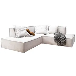KAWOLA Sofa SAMU Ecksofa Stoff beige Recamiere links